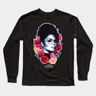 Janet Jackson //\\  Retro Fan Design Long Sleeve T-Shirt